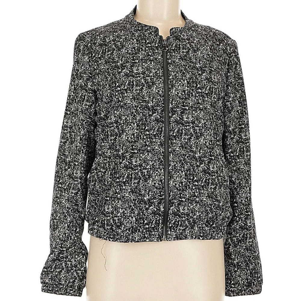 Mercer & Madison Black and White Print Bomber Jacket size Medium
